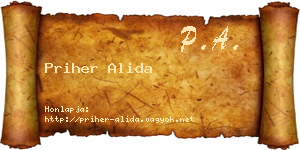 Priher Alida névjegykártya